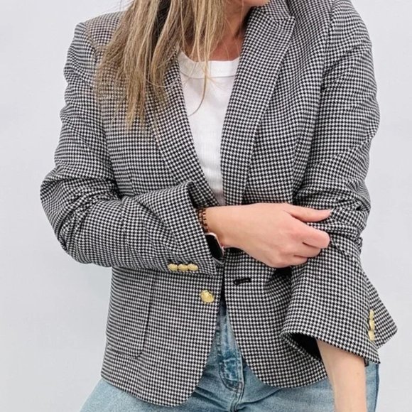 Banana Republic Blazer Houndstooth White Black Two-Button Closure - Picture 1 of 4